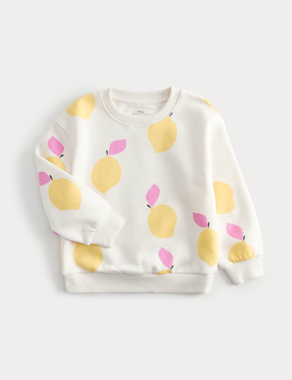M&S Girls Cotton Rich Lemon Sweatshirt (2-8 Yrs) - 4-5 Years - Multi