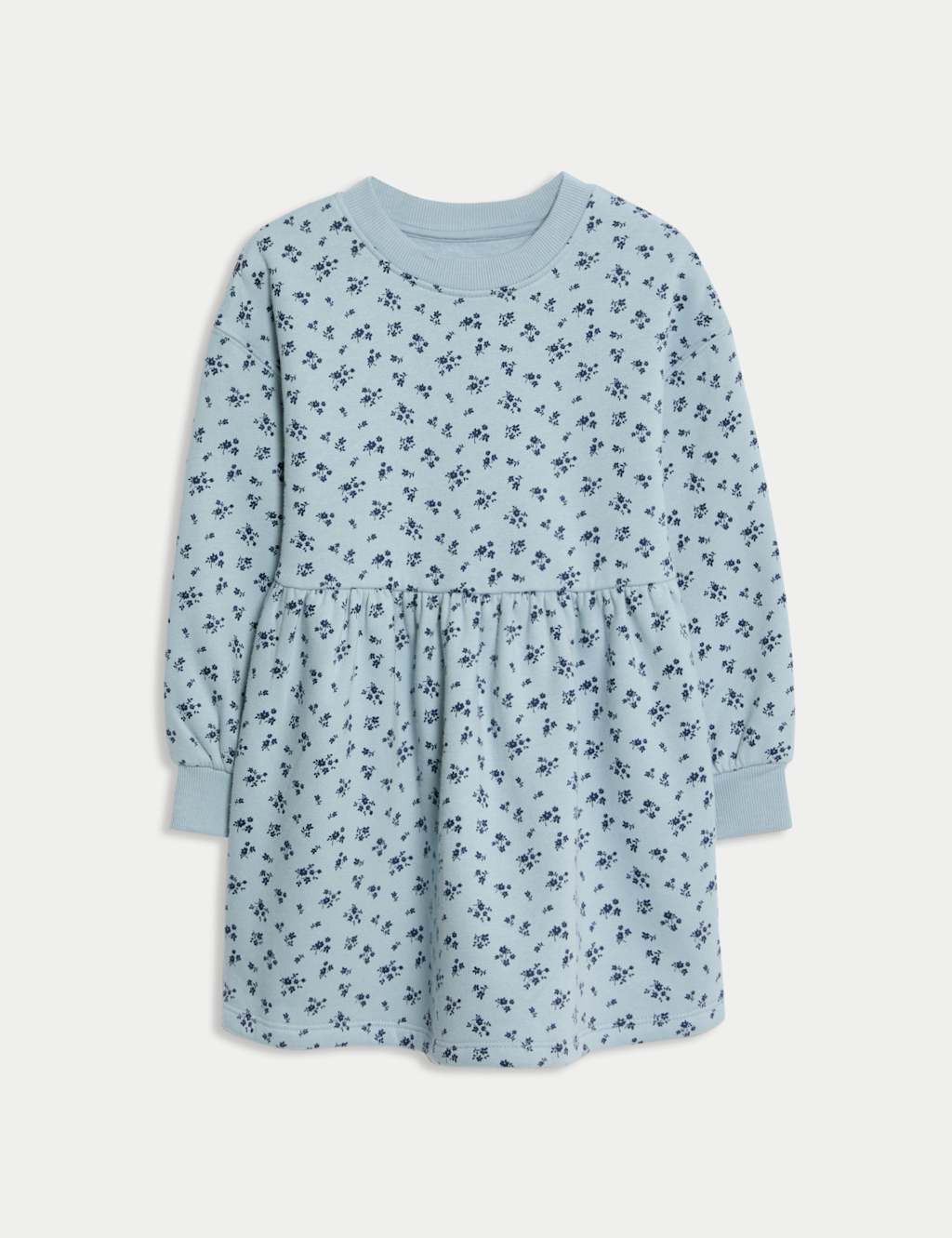 M&S Cotton Rich Floral Dress (2-8 Yrs) Navy Mix