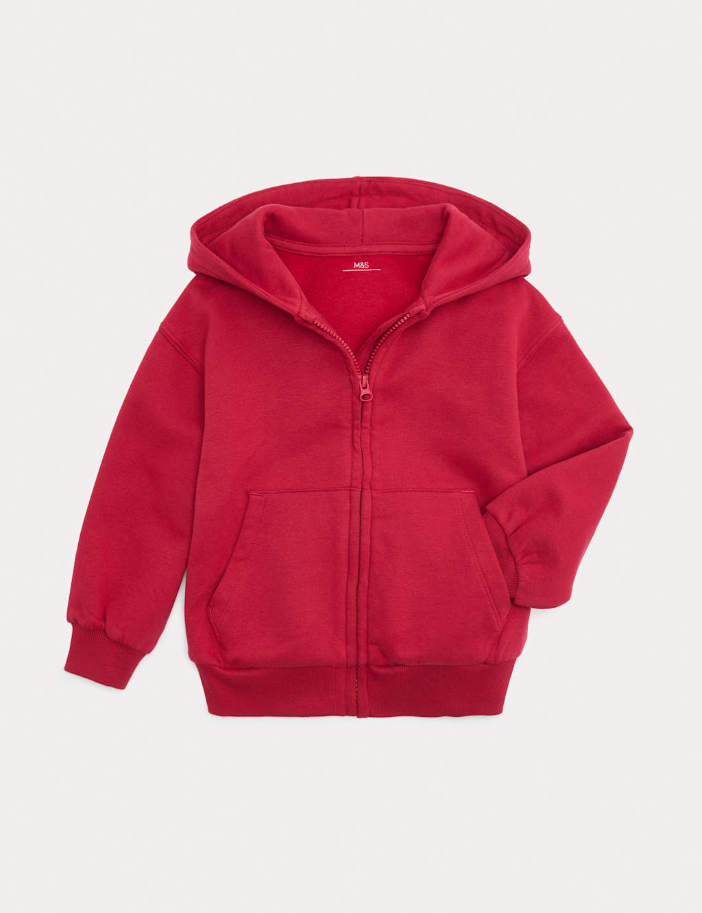 M&S Girls Cotton Rich Zip Through Hoodie (2-8 Yrs) - 7-8 Years - Red
