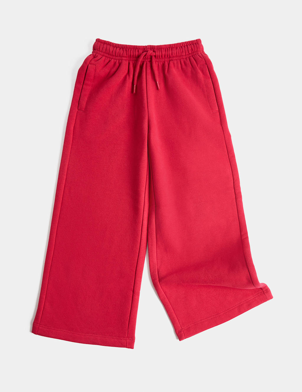 M&S Girls Cotton Rich Wide Leg Joggers (2-8 Yrs) - 2-3 Years - Rouge