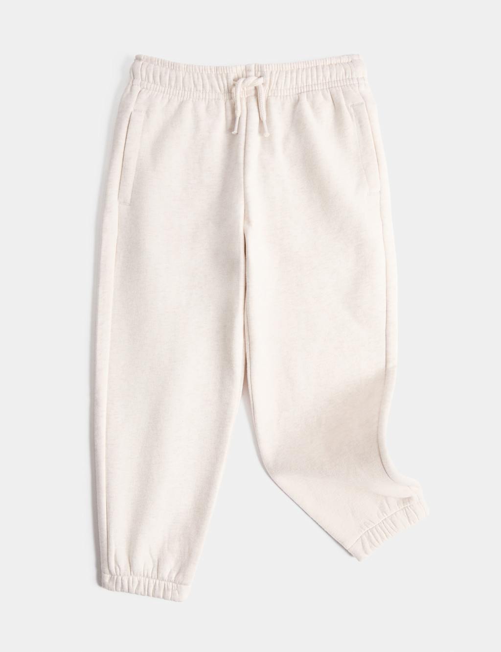 M&S Girls Cotton Rich Cuffed Joggers (2-8 Yrs) - 7-8 Years - Neutral