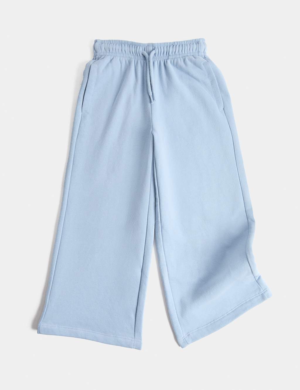 M&S Girls Wide Leg Cotton Rich Joggers (2-8 Yrs) - 4-5 Years - Powder Blue
