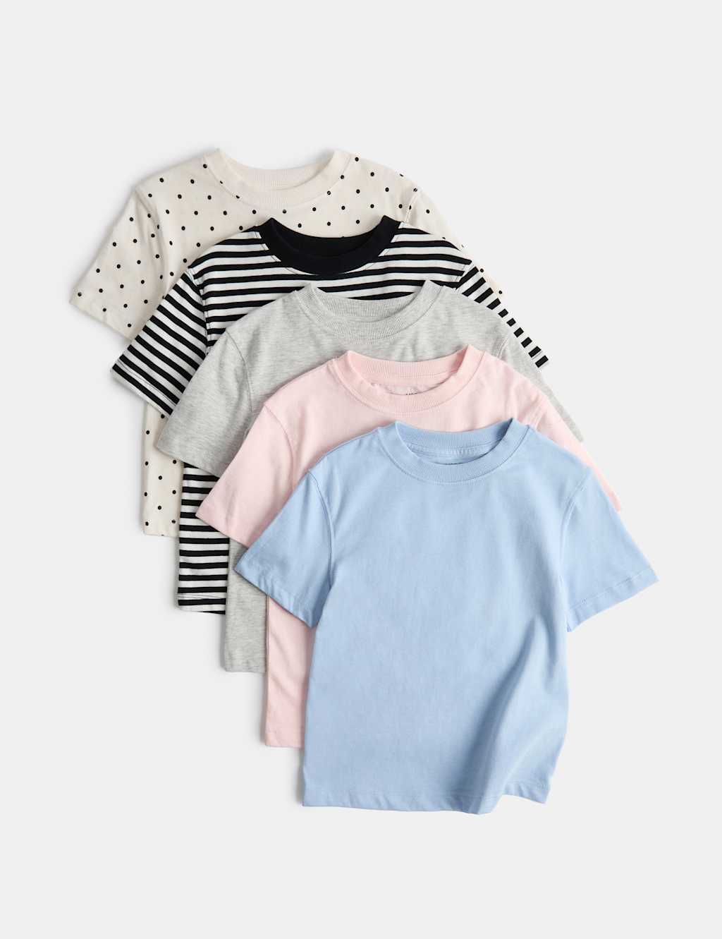 M&S Girls 5 Pack Pure Cotton Tops (2-10 Yrs) - 4-5 Years - Multi