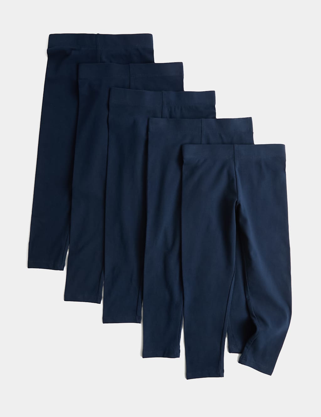 M&S Girls 5 Pack Cotton Rich Leggings (2-8 Years) - 5-6 Years - Navy