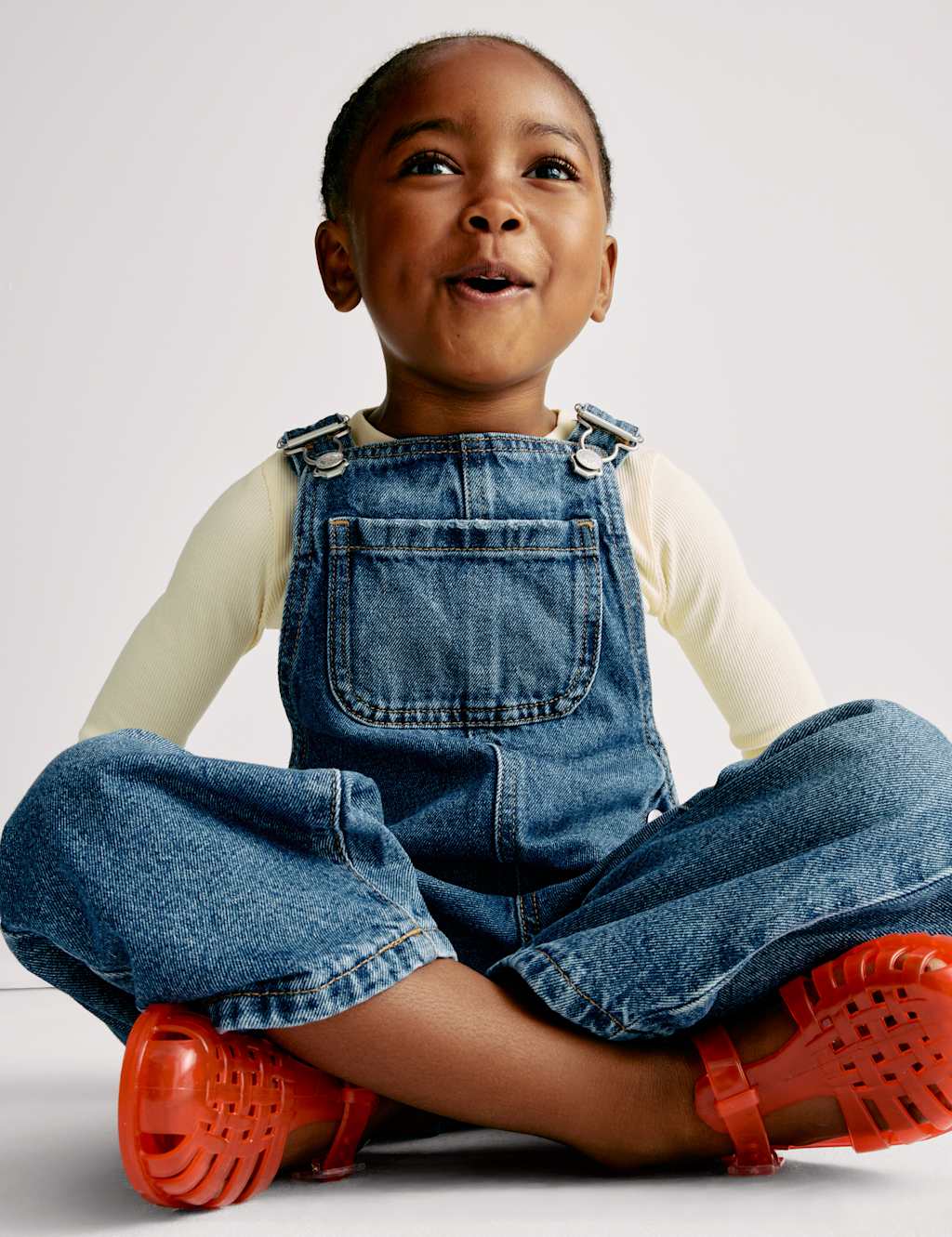 M&S Girls Pure Cotton Denim Dungarees (2-8 Yrs) - 6-7 Years