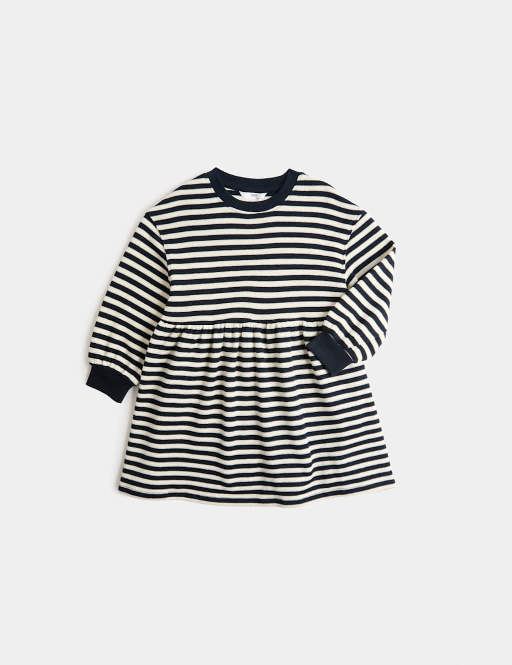 M&S Girls Cotton Rich Cosy Striped Dress (2-8 Yrs) - 7-8 Years - Neutral