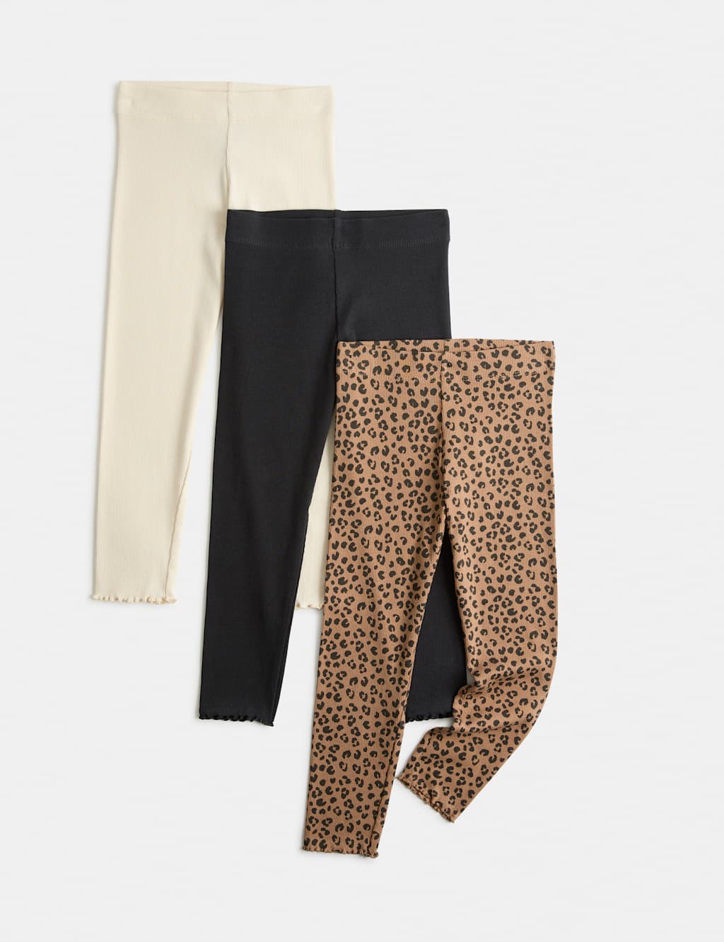 M&S Girls 3 Pack Cotton Rich Leggings (2-10 Yrs) - 4-5 Years - Multi