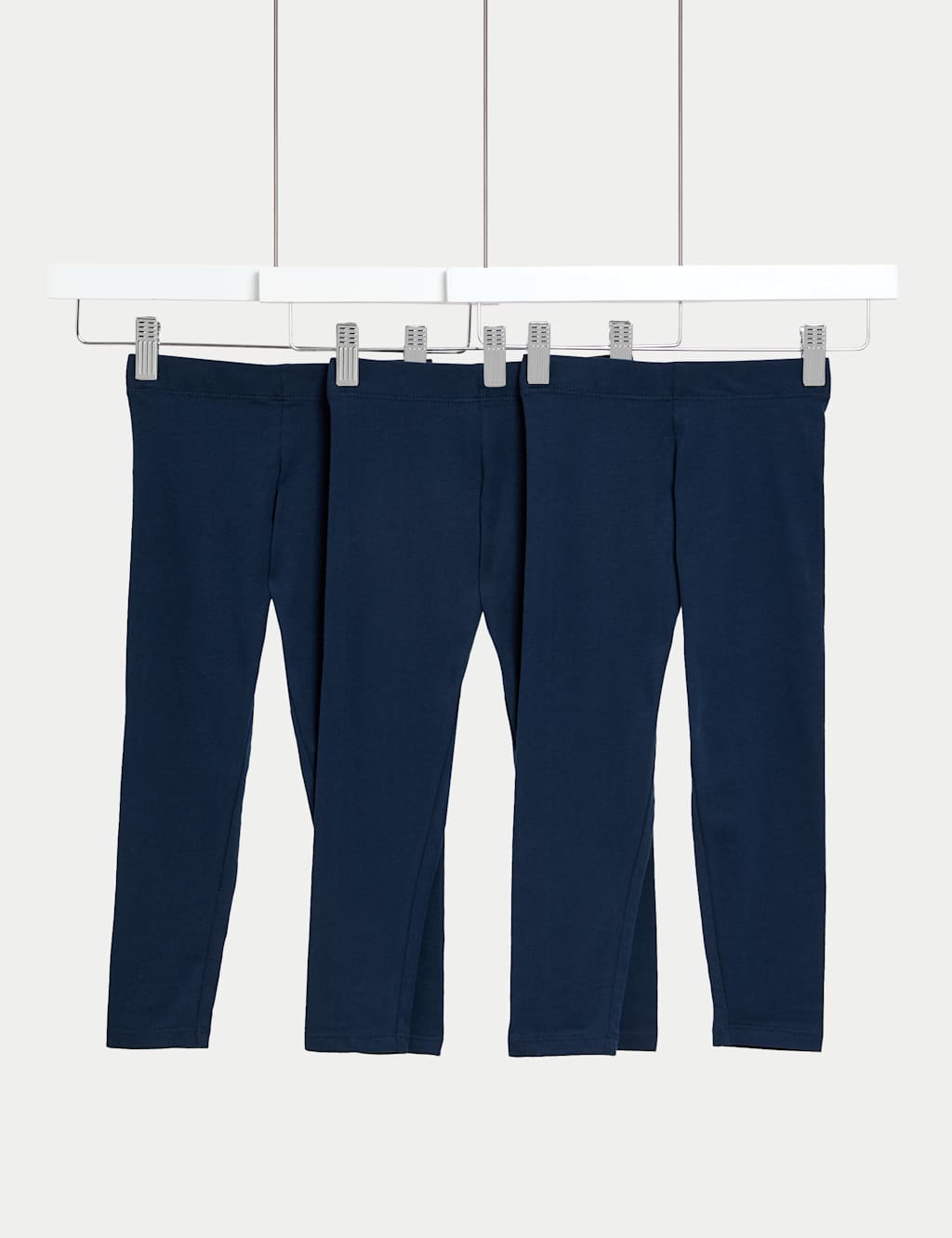M&S 3pk Cotton Rich Leggings (2-8 Yrs) Navy Mix