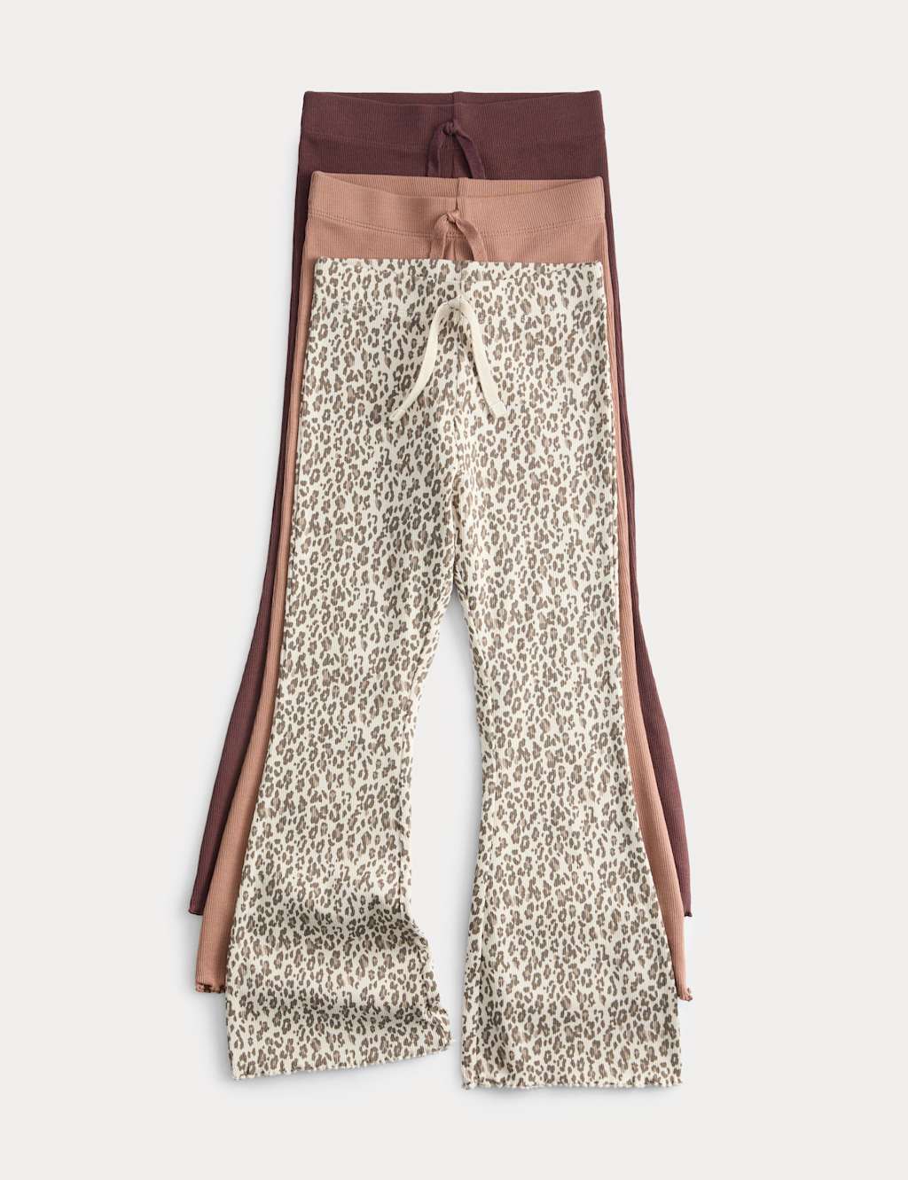 M&S 3pk Leopard Print Kickflare Leggings (2-8 Yrs) Neutral