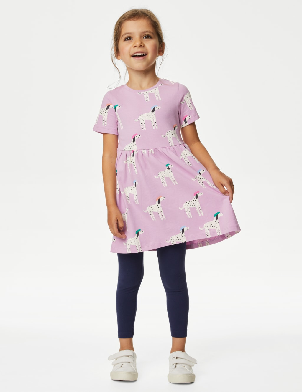 M&S Pure Cotton Dalmatian Dress (2-8 Yrs) Pink
