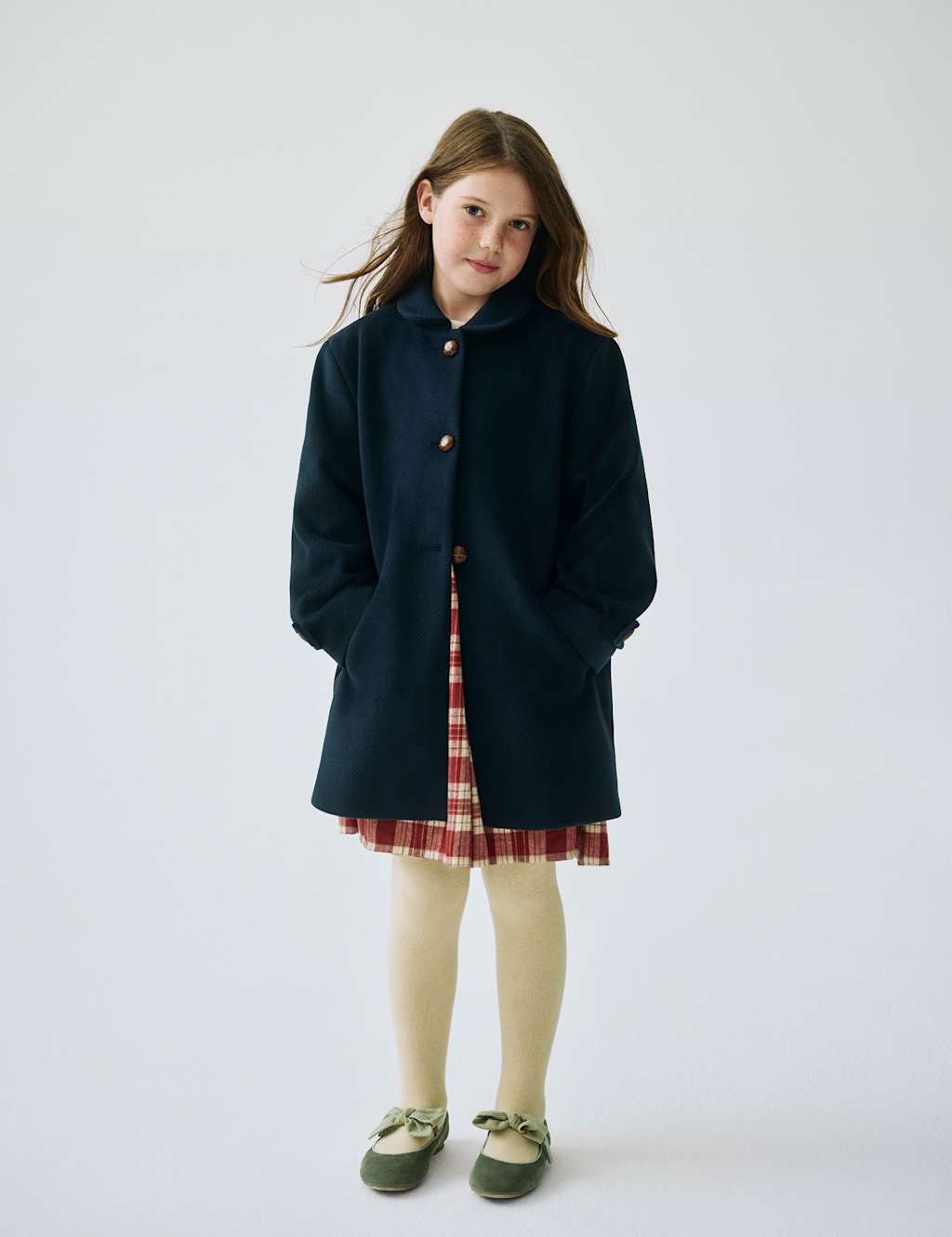M&S x Binky Peter Pan Collar Pea Coat (1-10 Yrs) Navy
