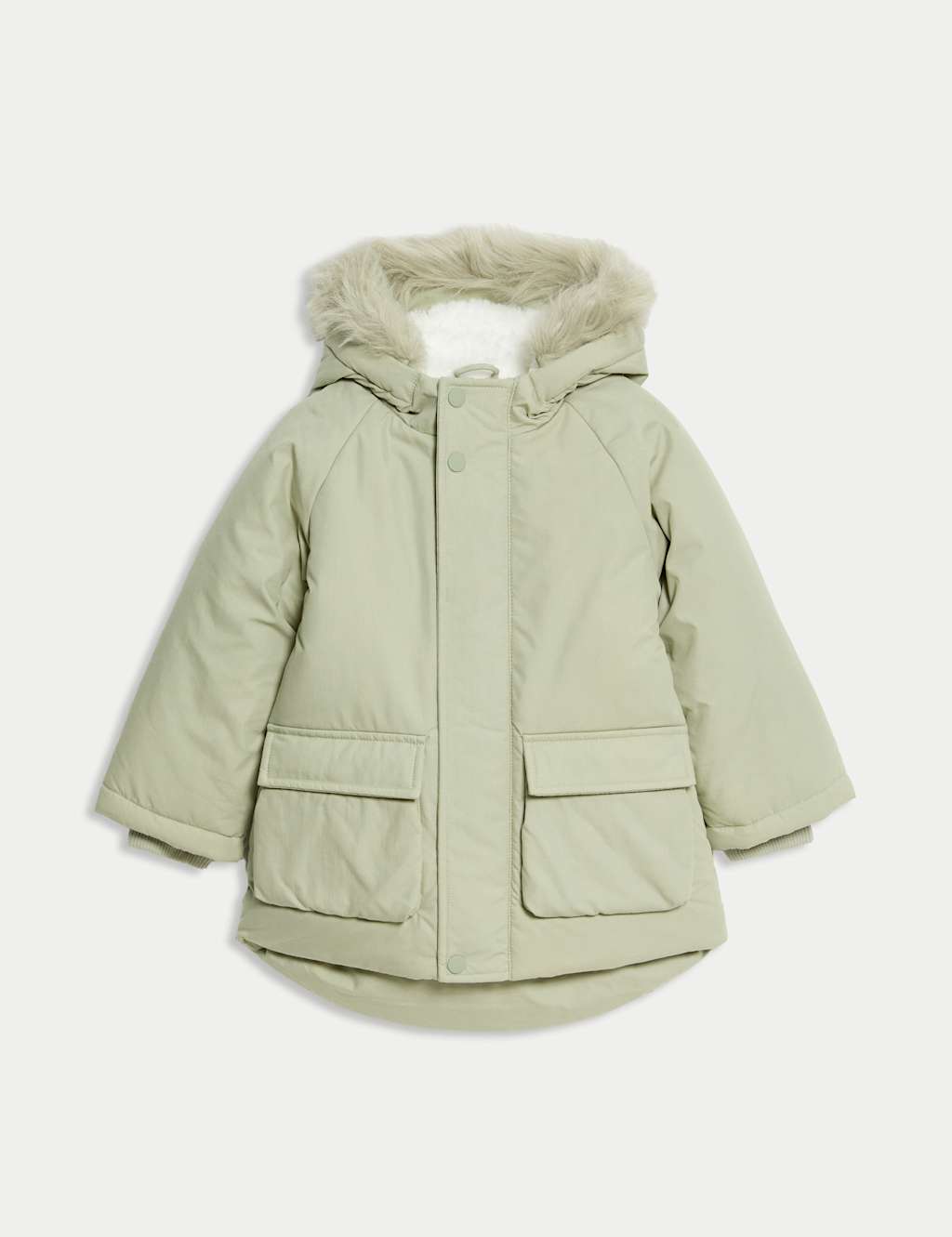 M&S Cotton Rich Faux Fur Hooded Parka (2-8 Yrs) Khaki