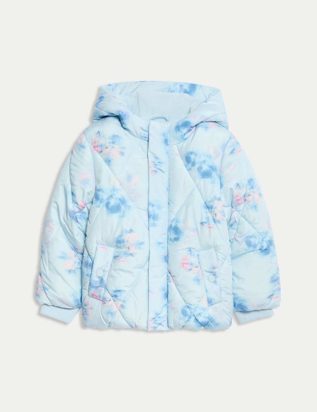 M&S Floral Print Padded Hooded Coat (2-8 Yrs) Ecru Mix