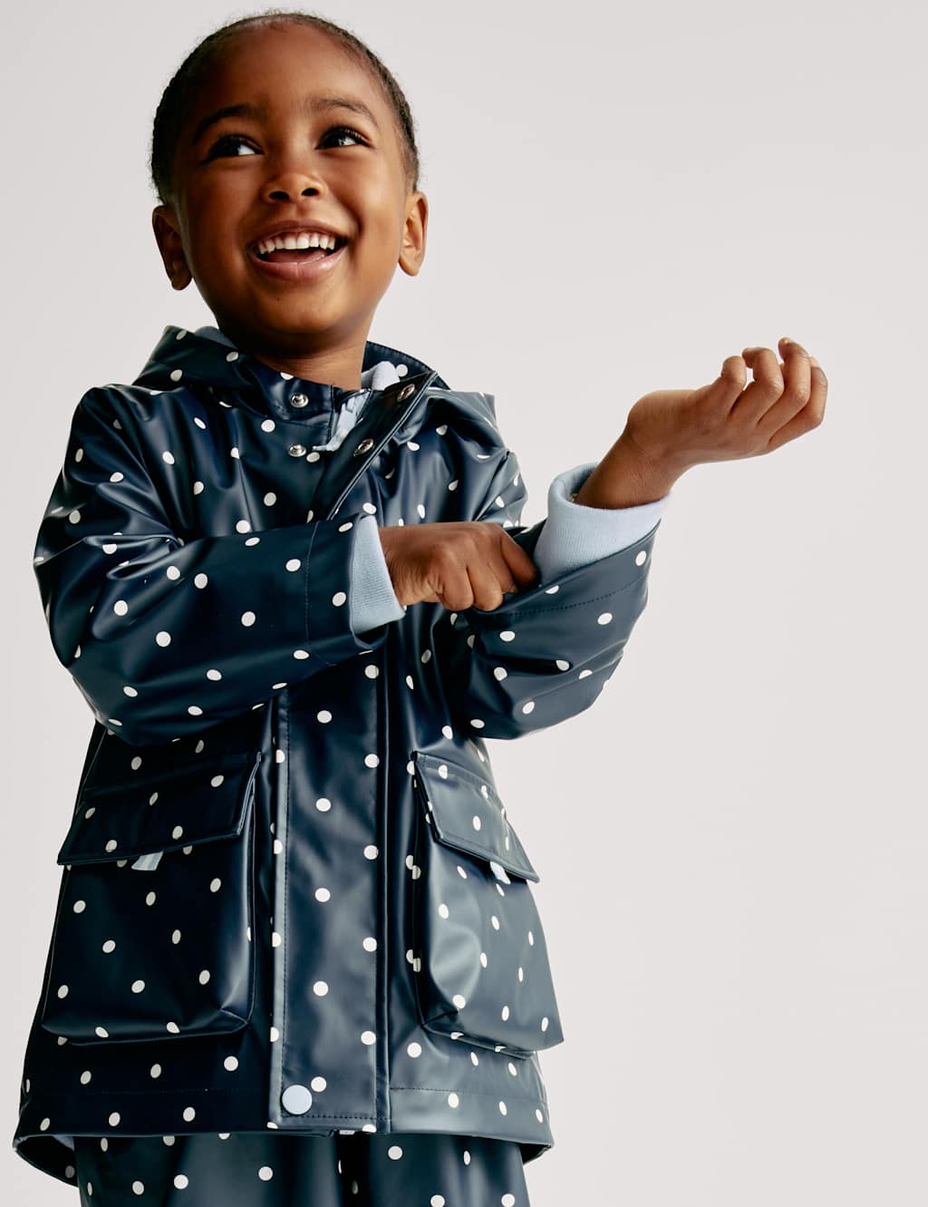 M&S Polka Dot Fisherman Coat (1-8 Yrs) Navy Mix