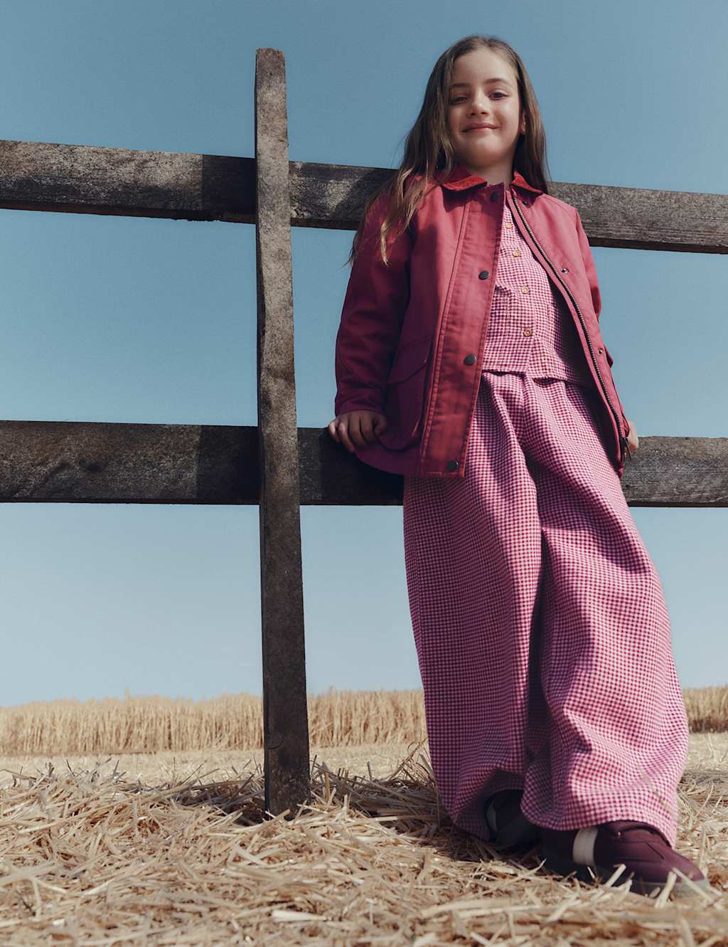 M&S Waxed Pure Cotton Coat (2-8 Yrs) Berry