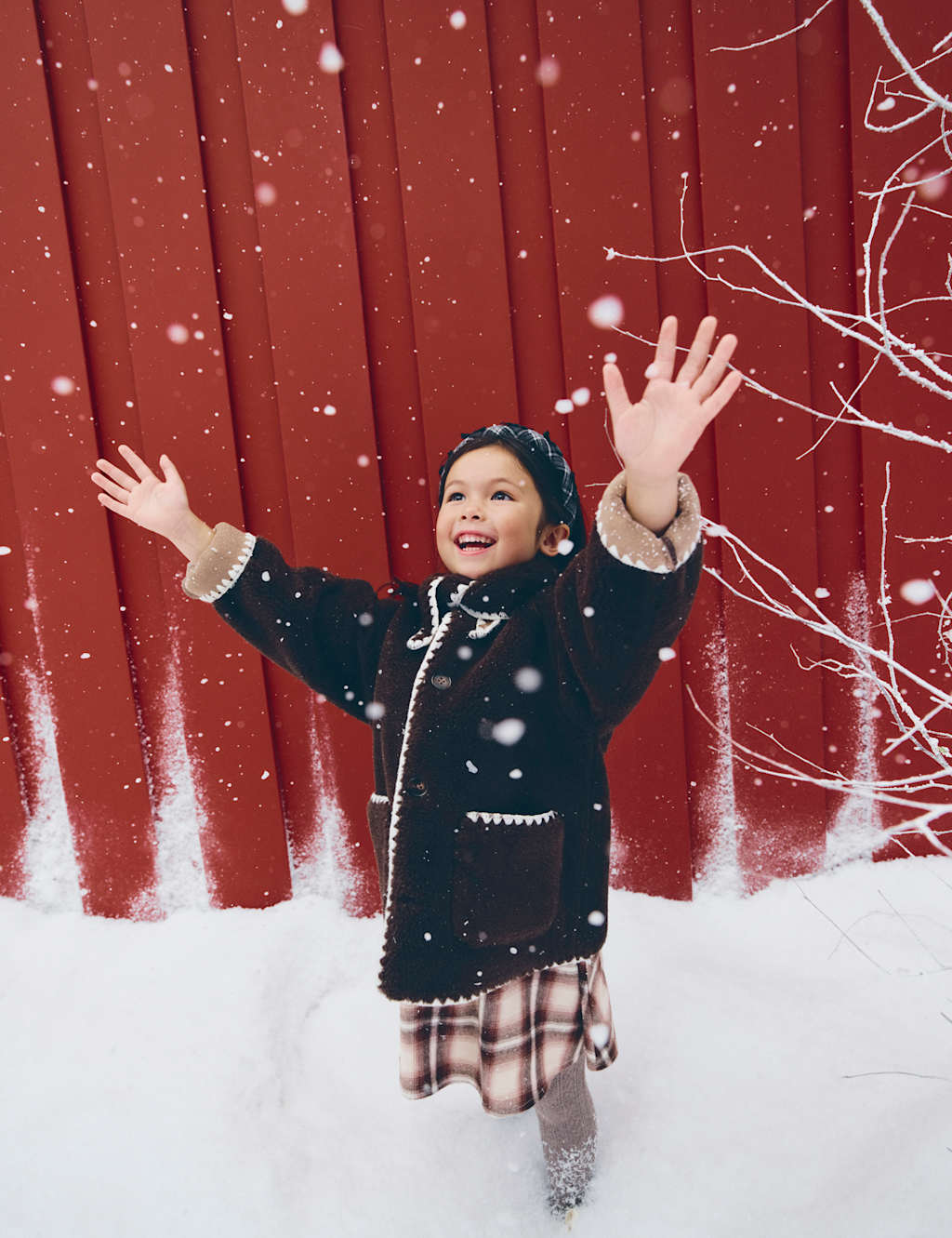 M&S Contrast Stitch Coat (2-10 Yrs) Dark Brown