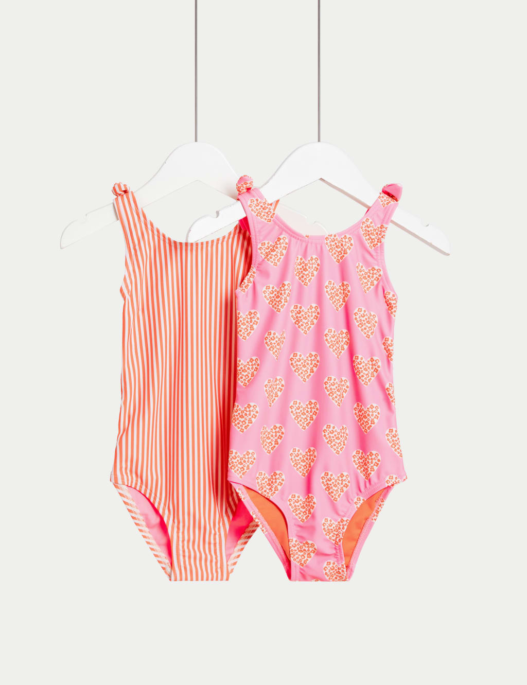 2pk Heart & Stripe Swimsuits (2-8 Yrs)