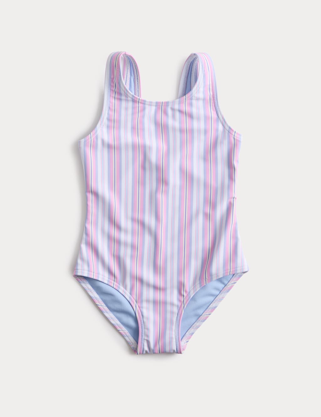 M&S Girls Striped Swimsuit (2-8 Yrs) - 7-8 Years - Light Pink Mix