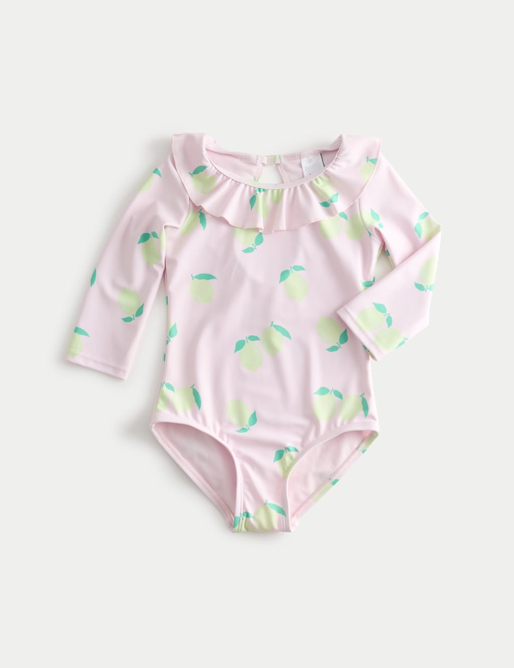 M&S Girls Lemon Long Sleeve Swimsuit (2-8 Yrs) - 2-3 Years - Pink Mix