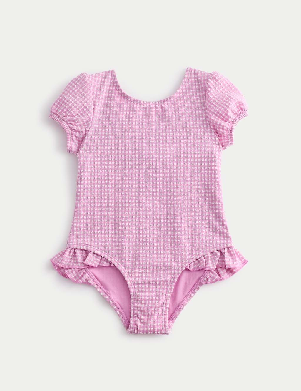 M&S Girls Gingham Swimsuit (2-8 Yrs) - 2-3 Years - Pink