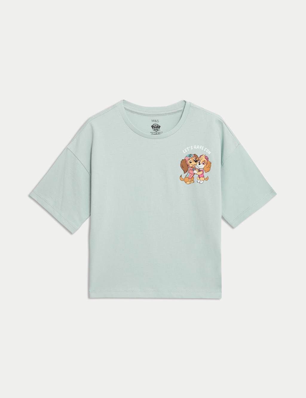 M&S Pure Cotton PAW Patrol T-Shirt (2-8 Yrs) Light Mint