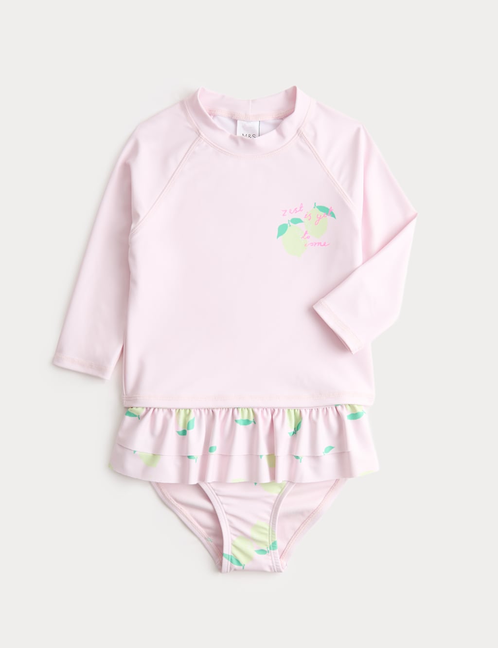 M&S Girls 2 Piece Lemon Zest Swim Set (2-8 Yrs) - 6-7 Years - Yellow