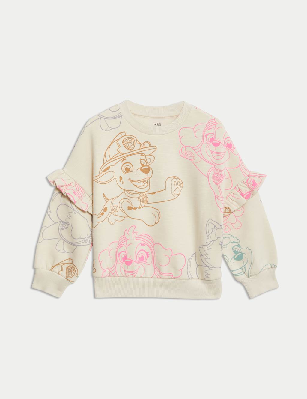 M&S Cotton Rich PAW Patrol Sweatshirt (2-8 Yrs) Ecru