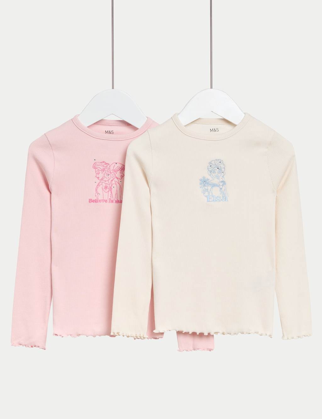 M&S 2 Pack Cotton Rich Disney Frozen Tops (2-8 Yrs) Blue Mix