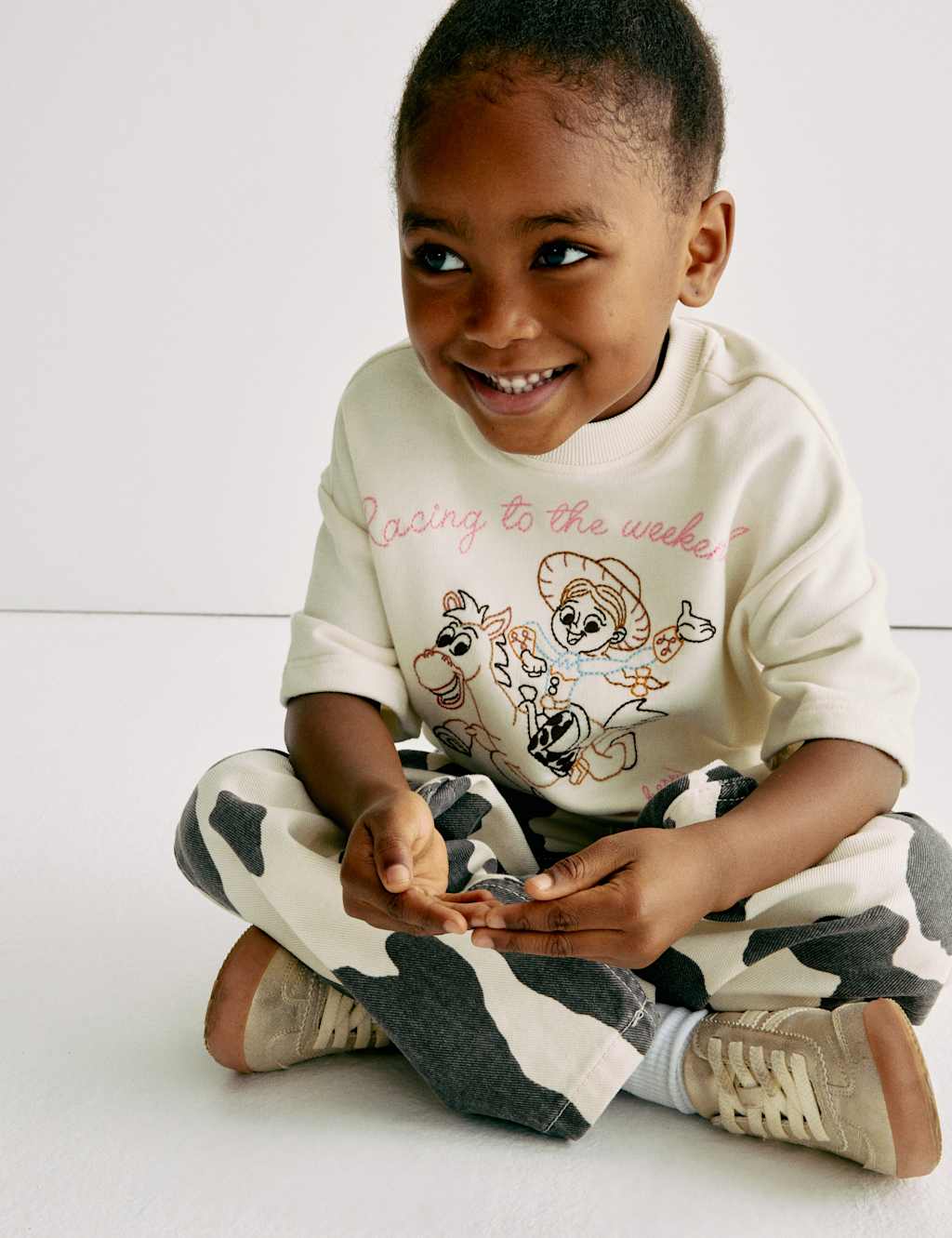 M&S Cotton Rich Toy Story T-Shirt (2-8 Yrs) Neutral