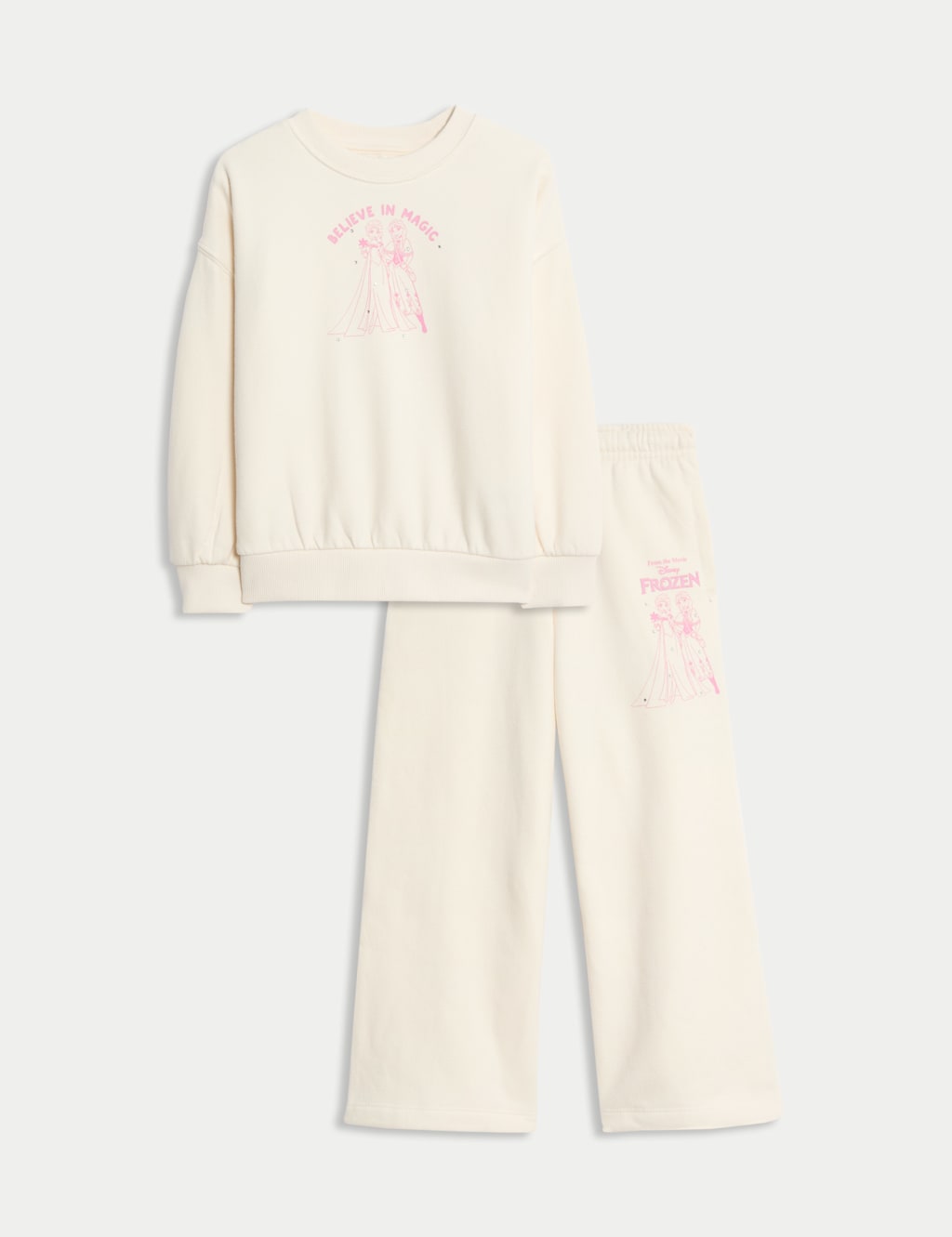 M&S Cotton Rich Frozen Sweatshirt & Joggers Set (2-8 Yrs) Ecru