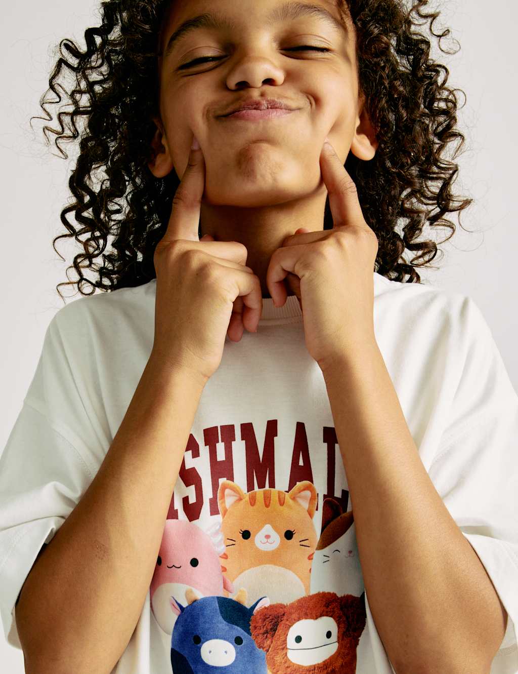 M&S Pure Cotton Squishmallows T-Shirt (5-12 Yrs) Ecru Mix