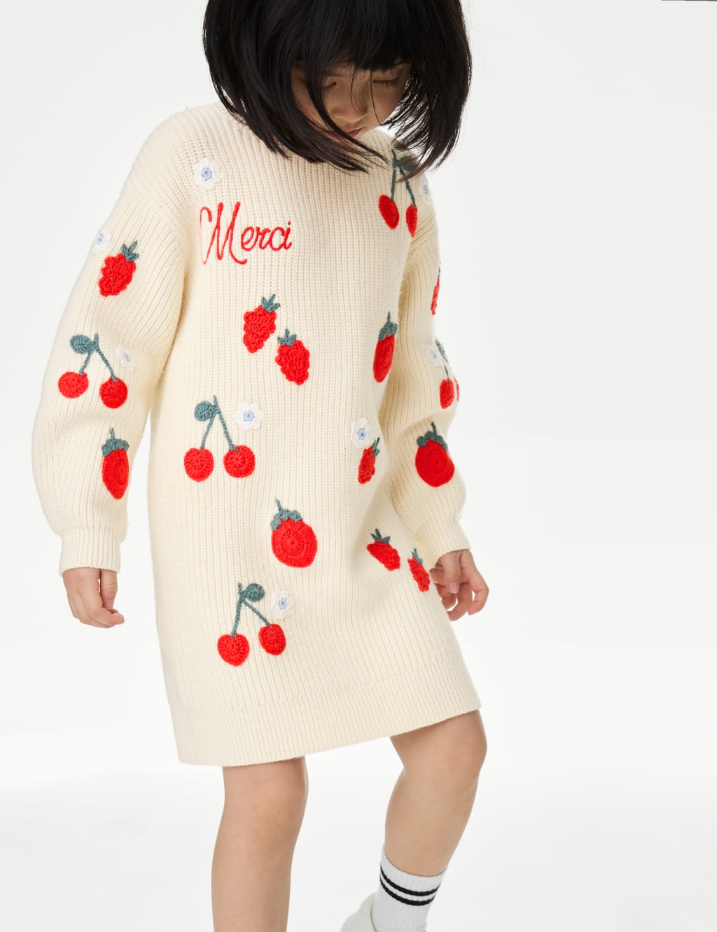 Cotton Blend Fruit Knitted Dress (2-8 Yrs)