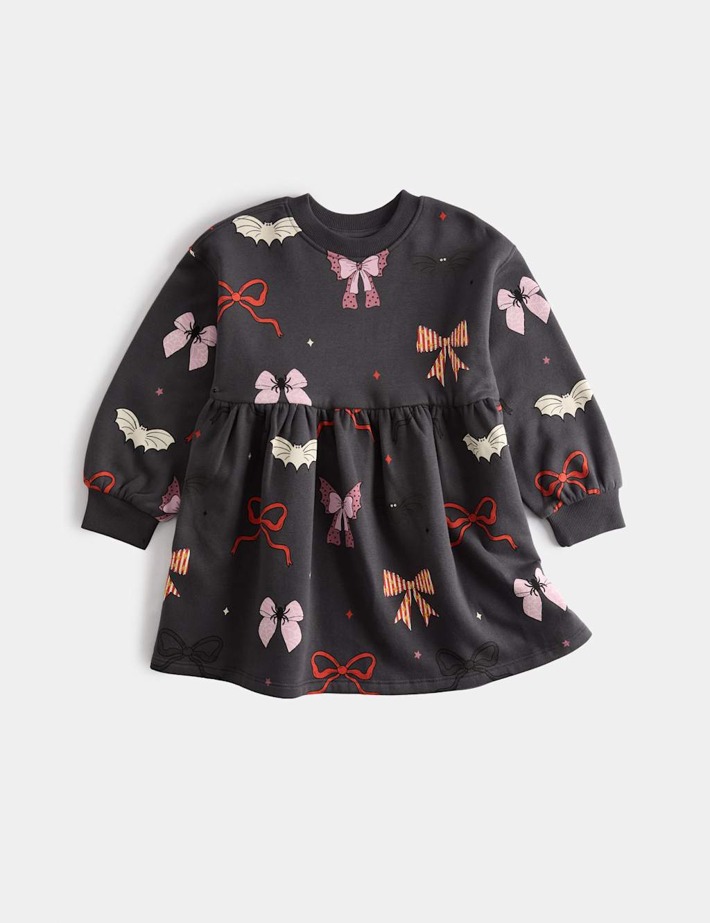 M&S Girls Cotton Rich Halloween Bow Jersey Dress (2-8 Yrs) - 2-3 Years - Multi