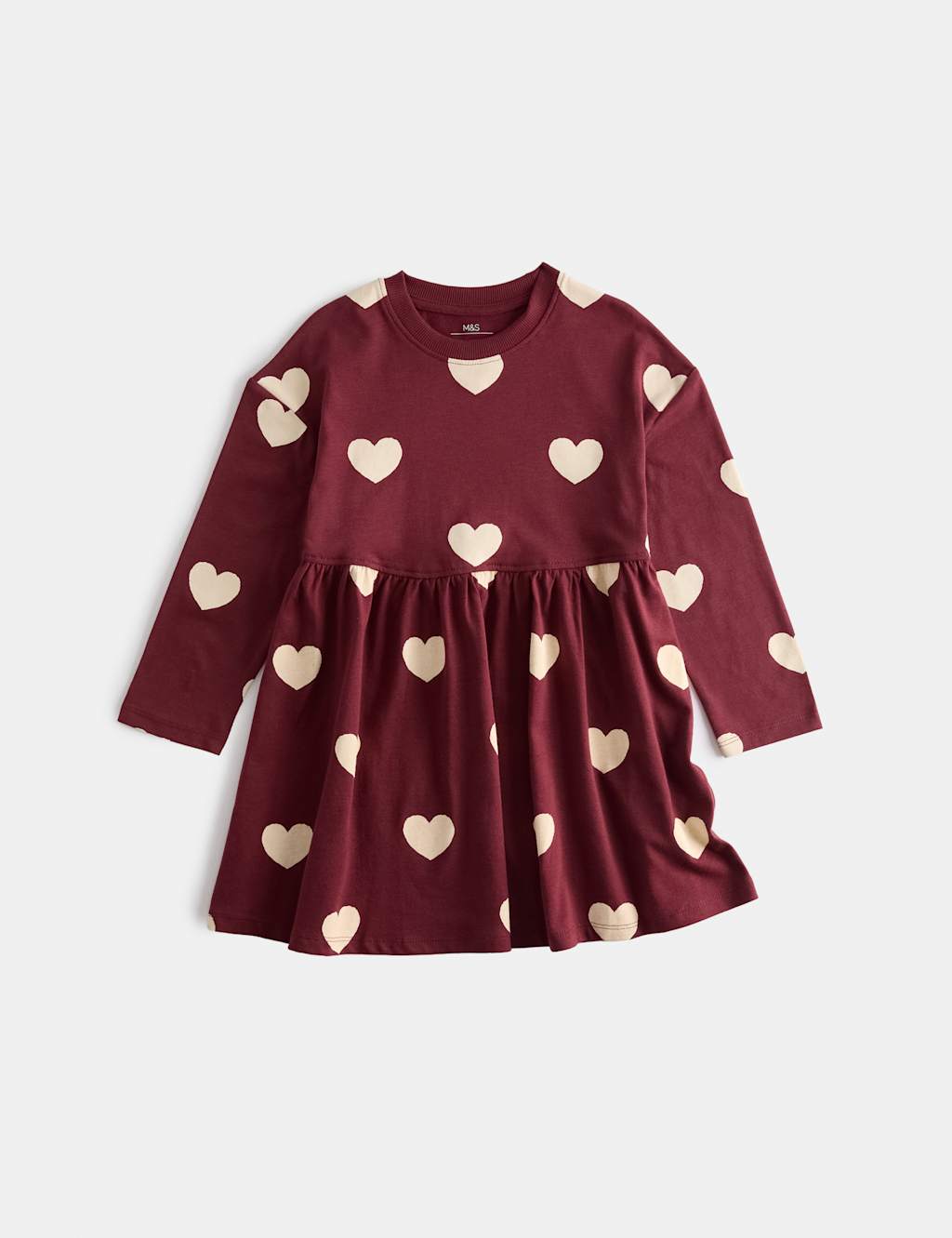 M&S Girls Pure Cotton Heart Jersey Dress (2-8 Yrs) - 7-8 Years - Multi