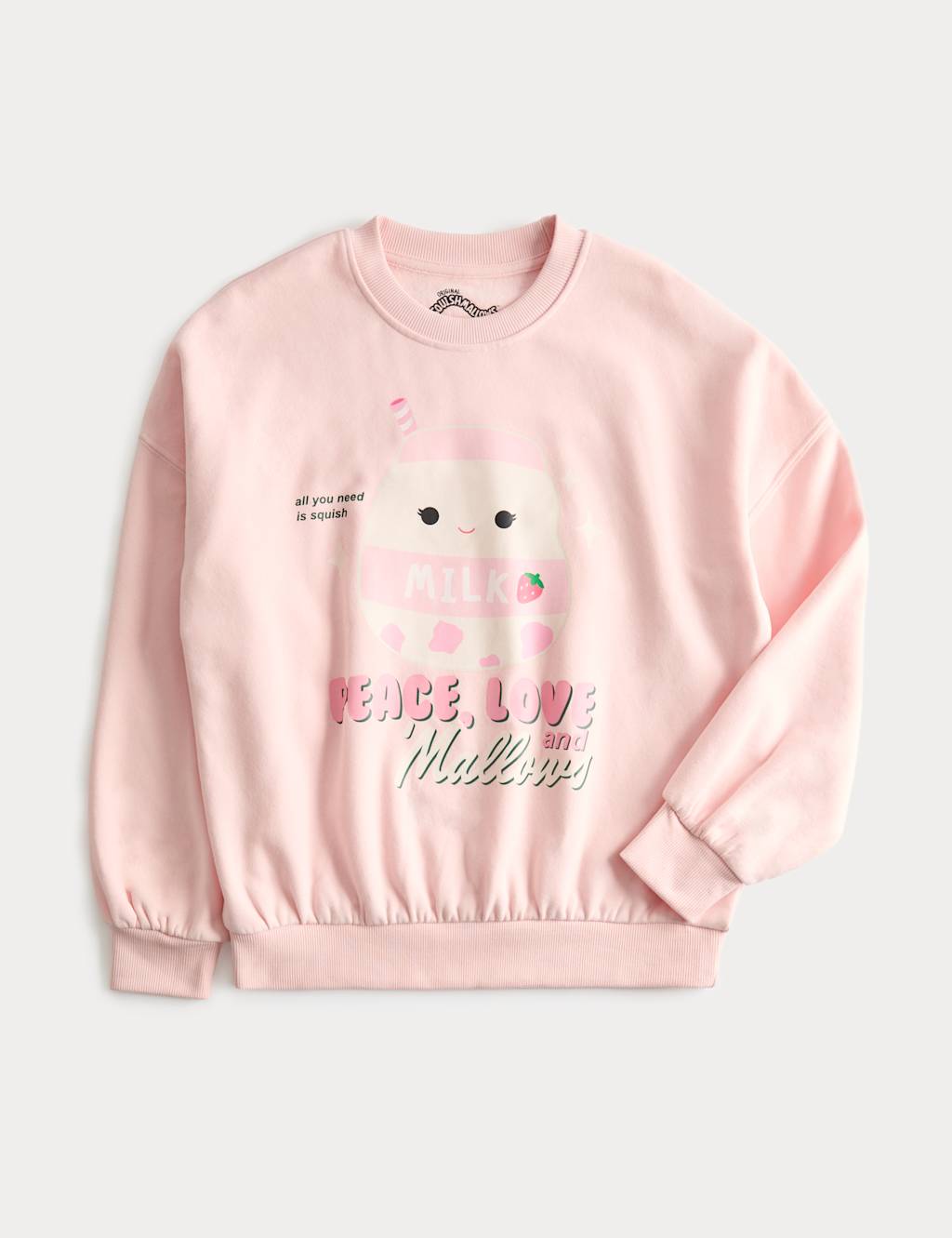 M&S Girls Cotton Rich Squishmallows Sweatshirt (5-10 Yrs) - 9-10 Years - Light Pink