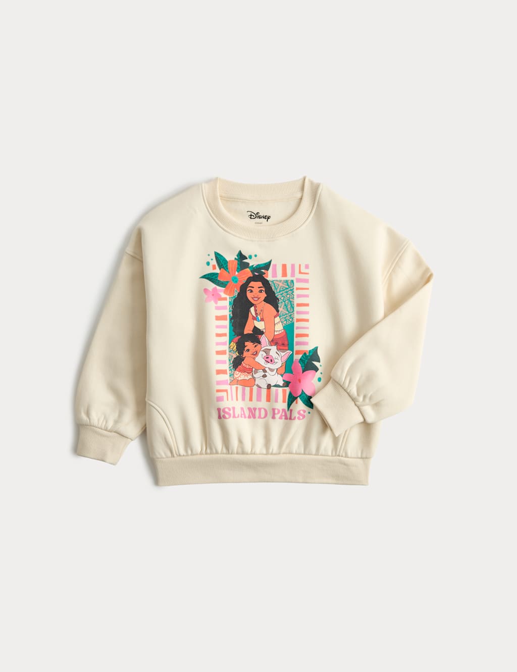 M&S Girls Cotton Rich Moana Sweatshirt (2-8 Yrs) - 4-5 Years - Ivory