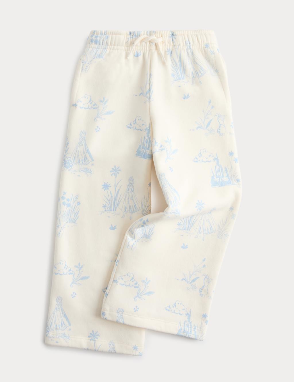 M&S Girls Cotton Rich Disney Frozen Wide Leg Joggers (2-8 Yrs) - 5-6 Years - Ivory