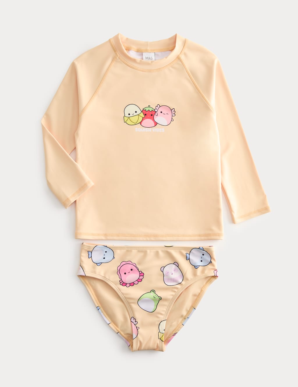 M&S Girls 2 Piece Squishmallows Swim Set (5-10 Yrs) - 9-10 Years - Yellow