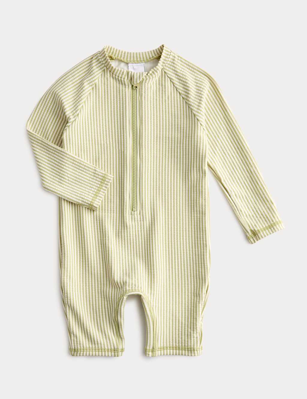 M&S Boys Striped Long Sleeve Swimsuit (0-3 Yrs) - 0-3 Months - Green
