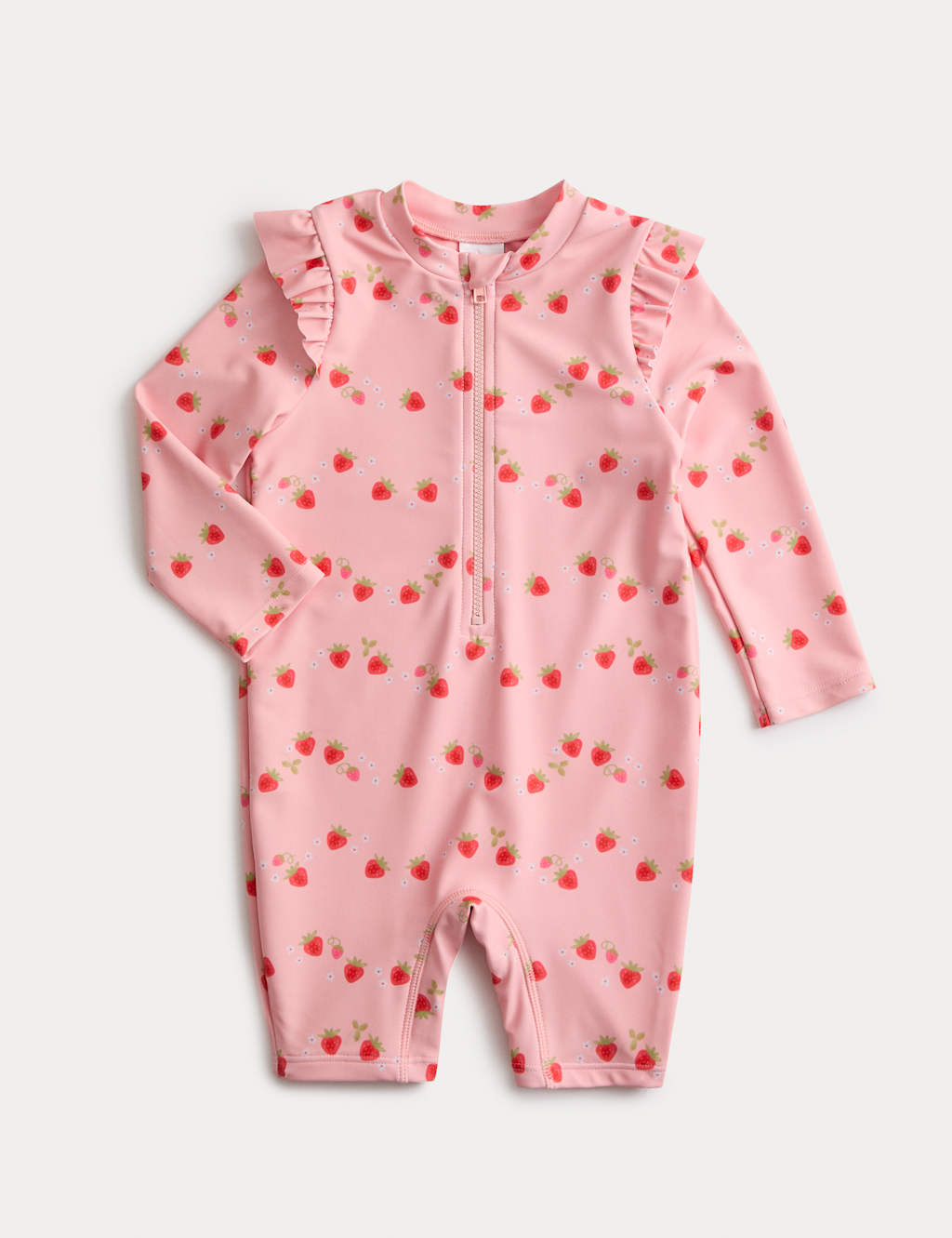 M&S Girls Strawberry All In One Swimsuit (0-3 Yrs) - 3-6 Months - Pink Mix