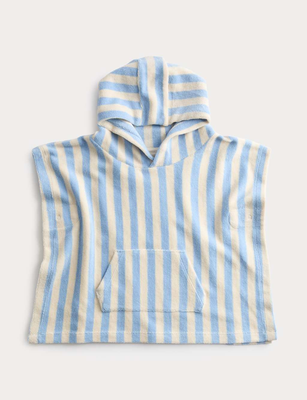 M&S Pure Cotton Towelling Striped Poncho (0-36 Months) Blue Mix