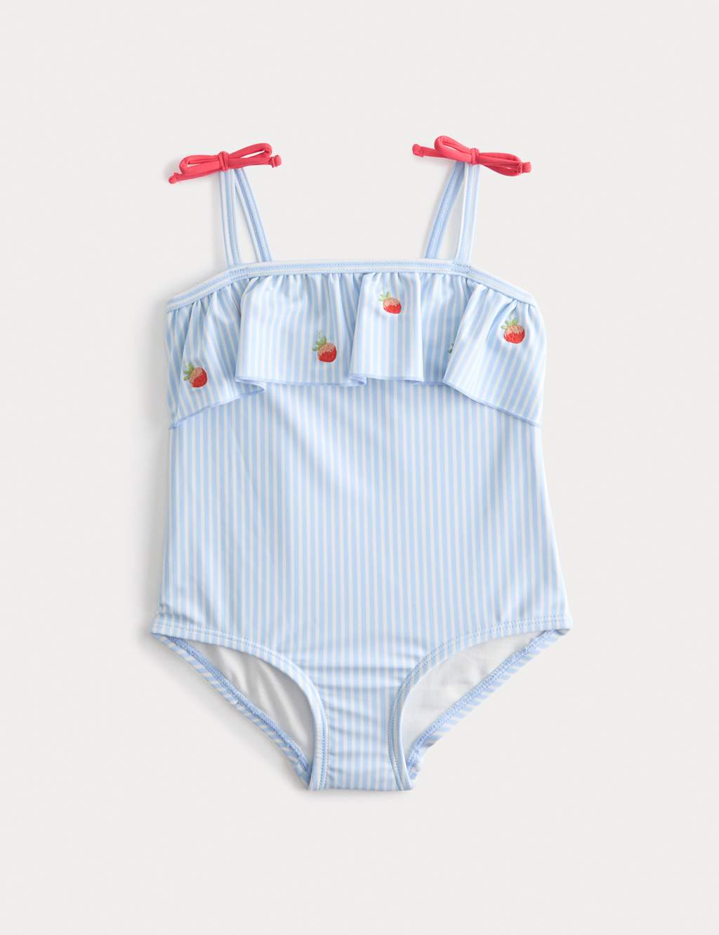 M&S Girls Striped Strawberry Swimsuit (0-3 Yrs) - 0-3 Months - Blue Mix