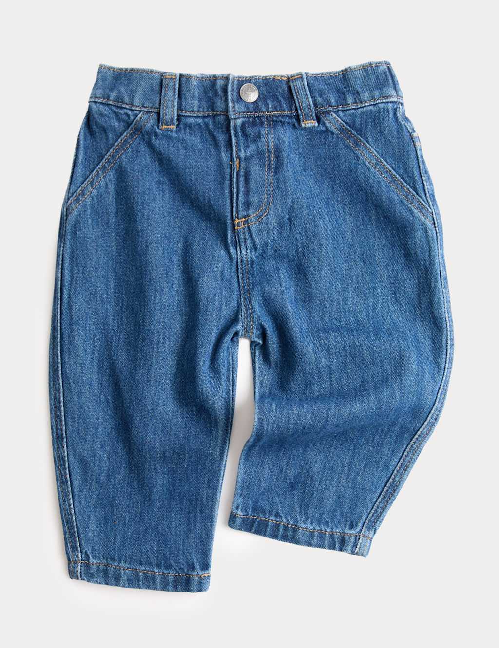 M&S Girls Pure Cotton Horseshoe Jeans (0-5 Yrs) - 3-4 Years - Denim