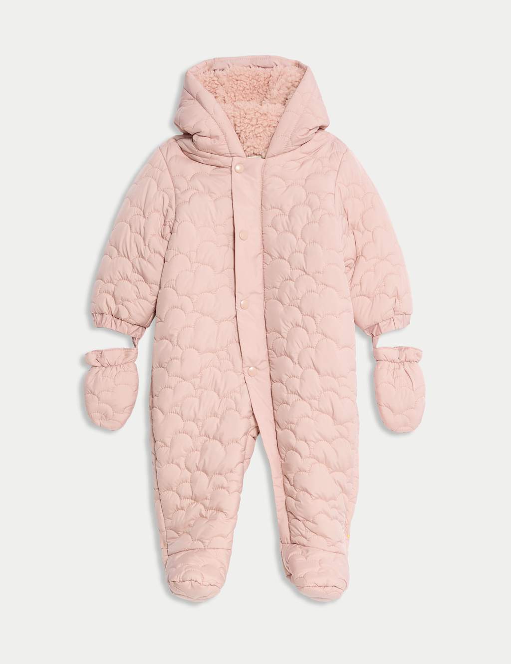 M&S Collection Girls Padded Hooded Snowsuit (0-3 Yrs) - 12-18 - Pink, Pink