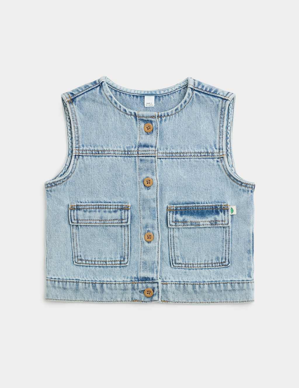 M&S Girls Pure Cotton Denim Gilet (0-2 Yrs) - 0-3 Months