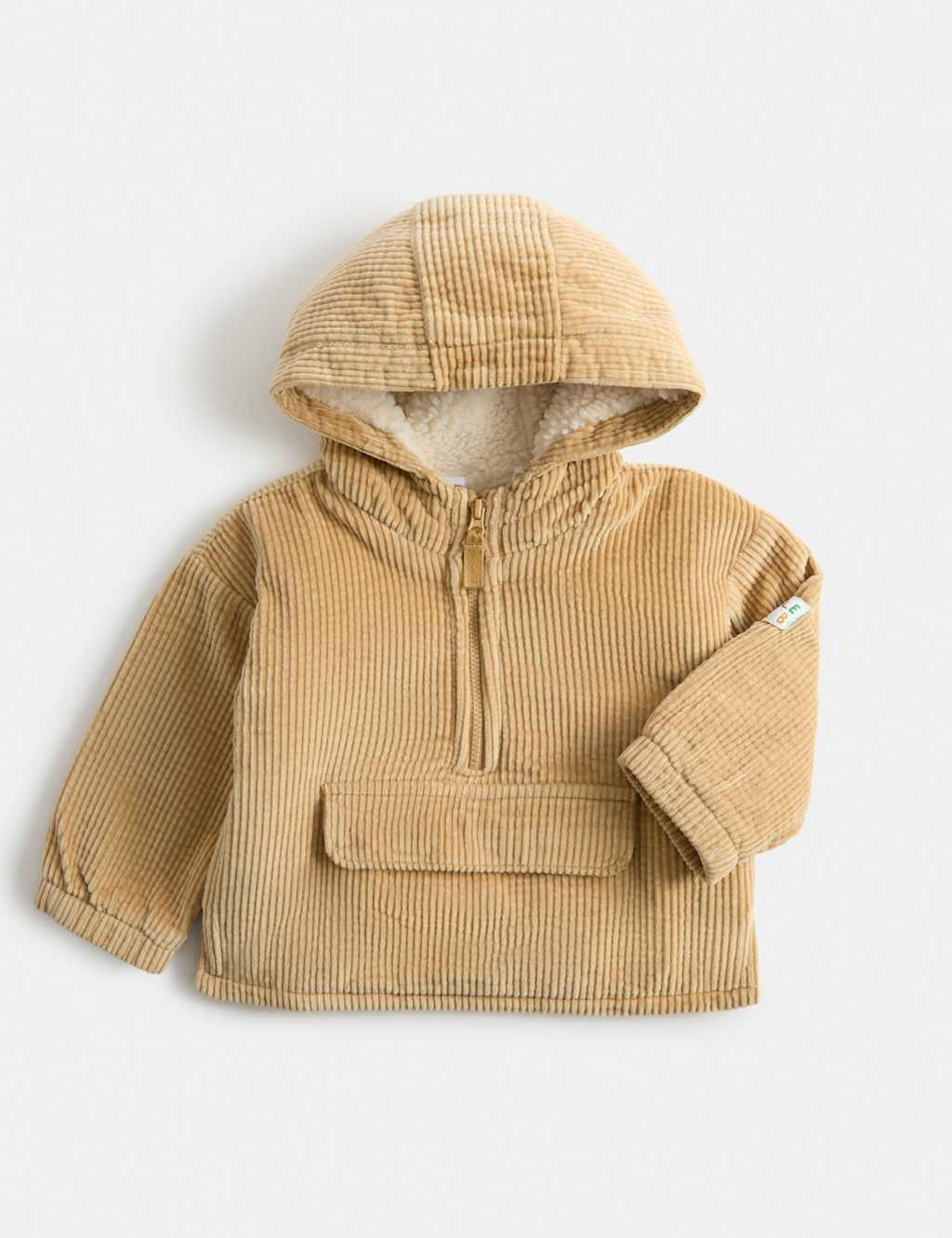 M&S Girls Cord Borg Lined Textured Half Zip Jacket (0-5 Yrs) - 4-5 Years - Cream