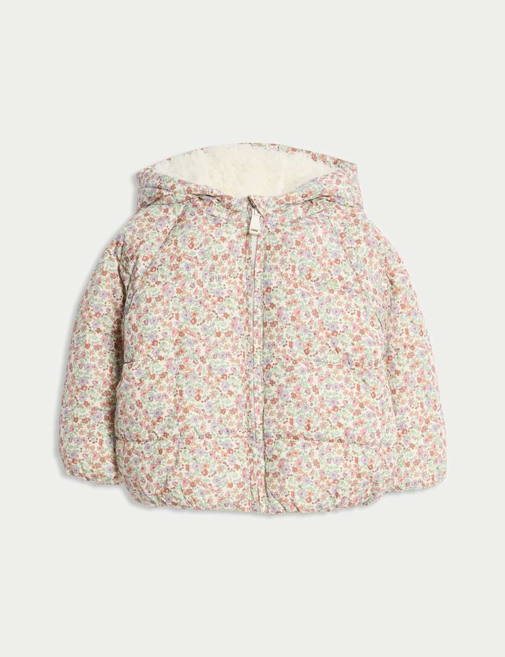 M&S Collection Girls Ditsy Floral Padded Hooded Coat (0-3 Yrs) - 12-18 - Cream, Cream