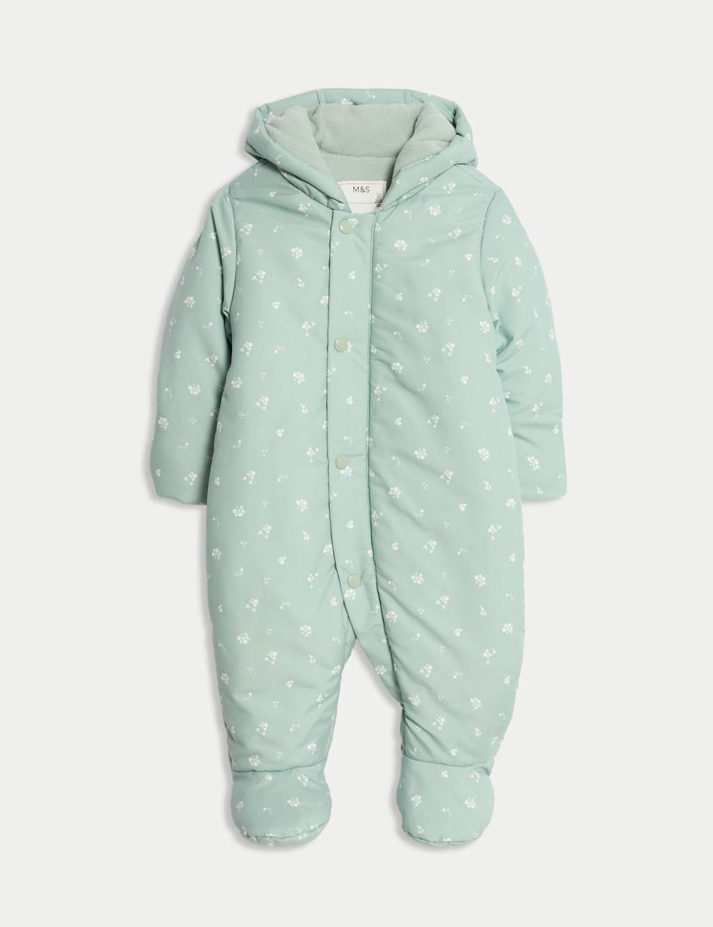 M&S Ditsy Print Snowsuit (0-3 Yrs) Green