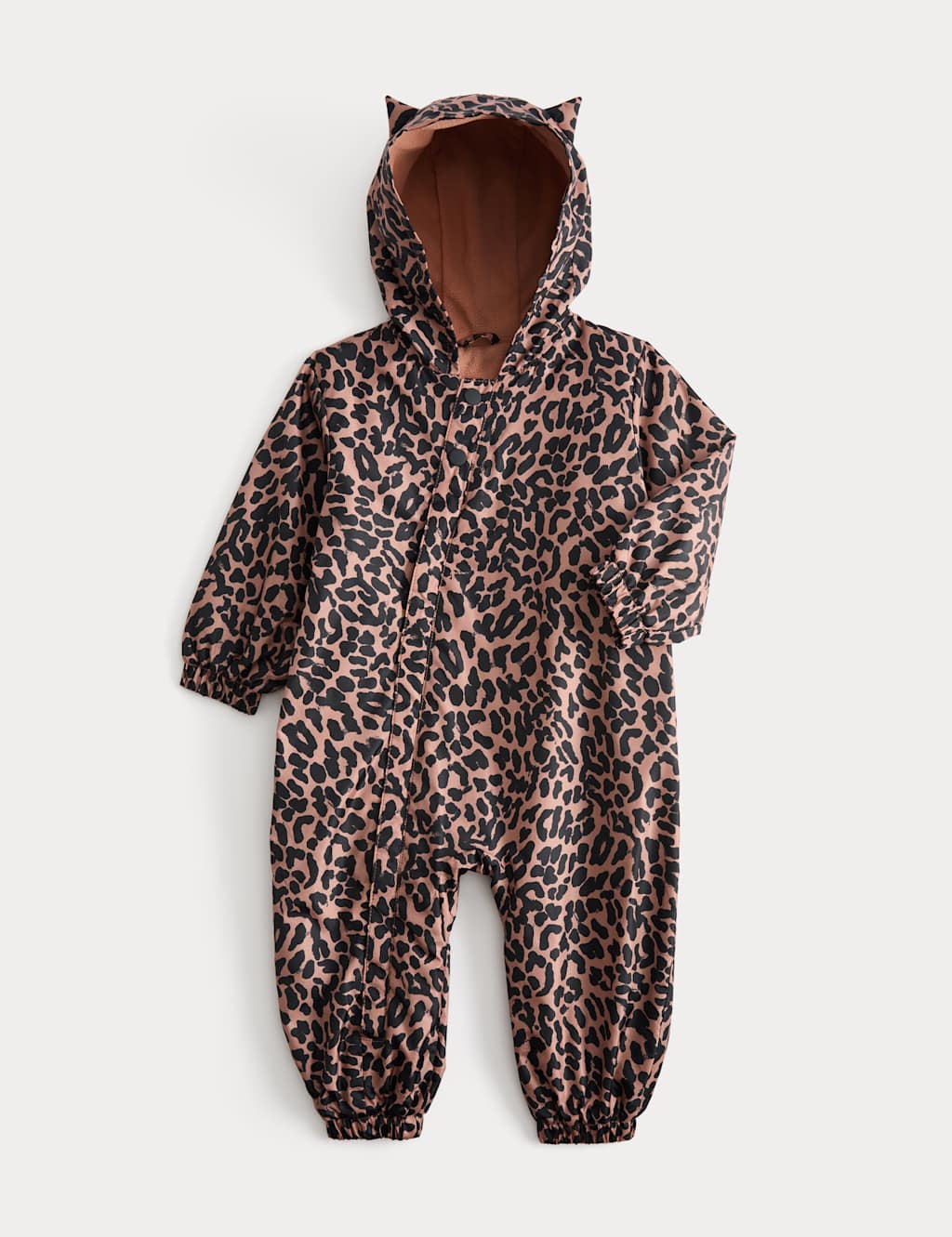 M&S Girls Leopard Print Puddlesuit (6 Mths - 3 Yrs) - 18-24 Months - Brown