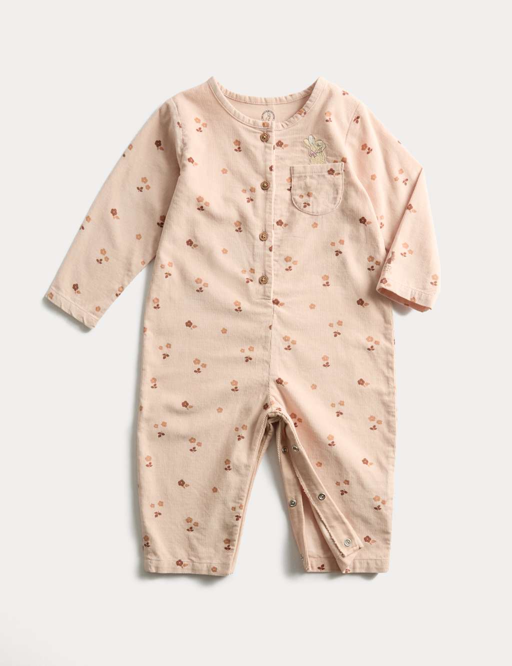 M&S Pure Cotton Cord Peter Rabbit Boilersuit (0-3 Yrs) Pink